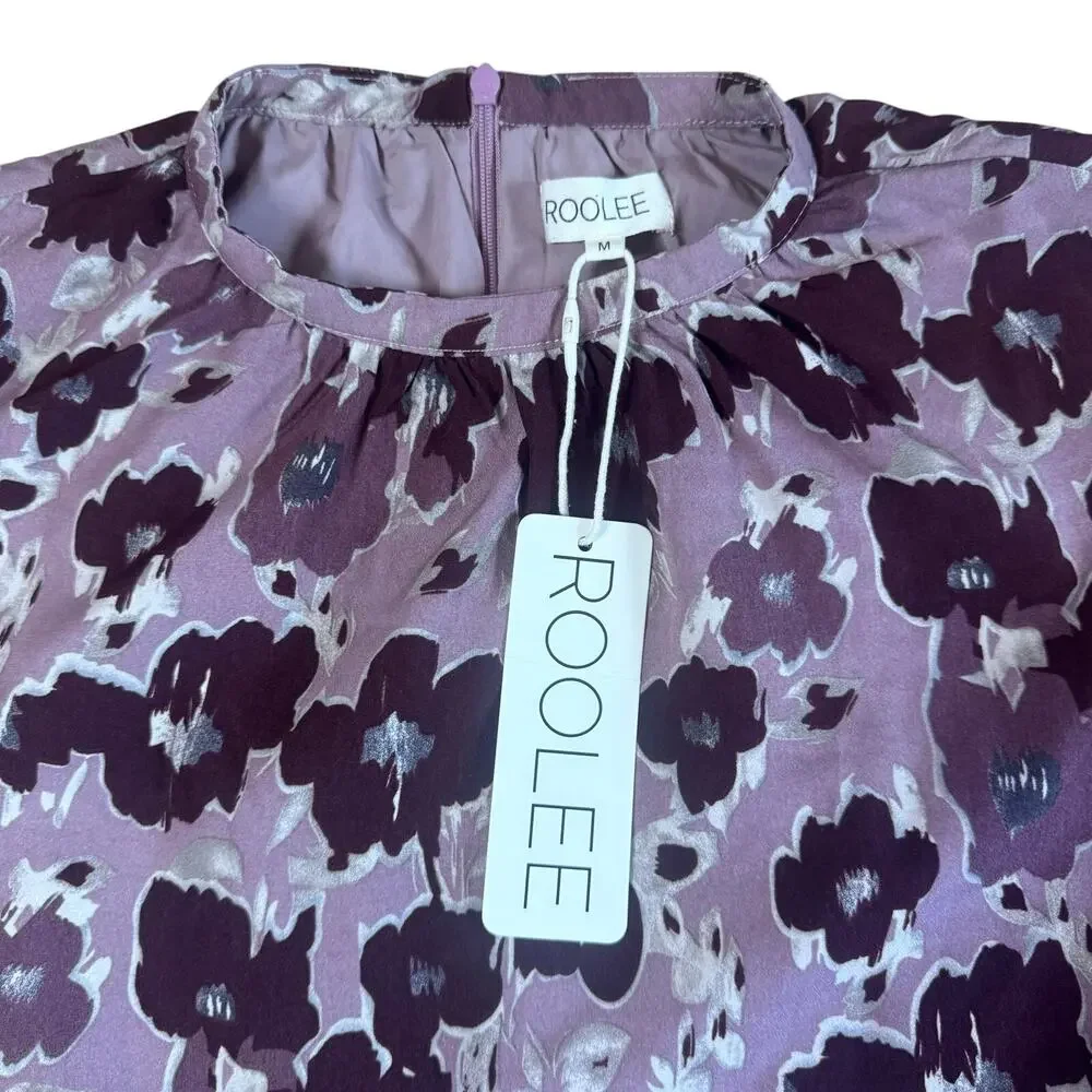 NWT Roolee Women's Bloomwood Mauve Floral Drop Waist Long Sleeve Midi Dress - M